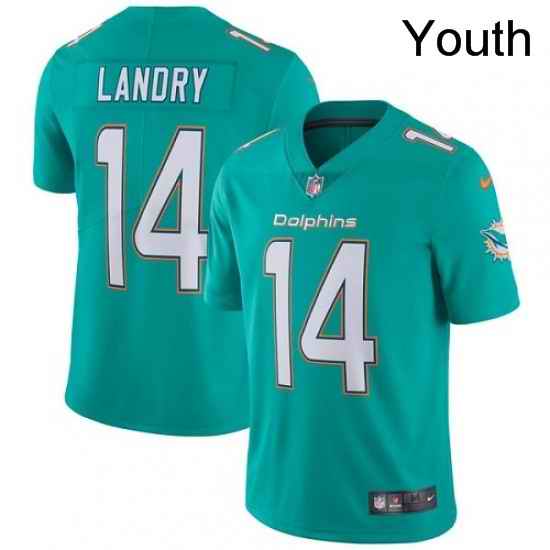 Youth Nike Miami Dolphins 14 Jarvis Landry Elite Aqua Green Team Color NFL Jersey
